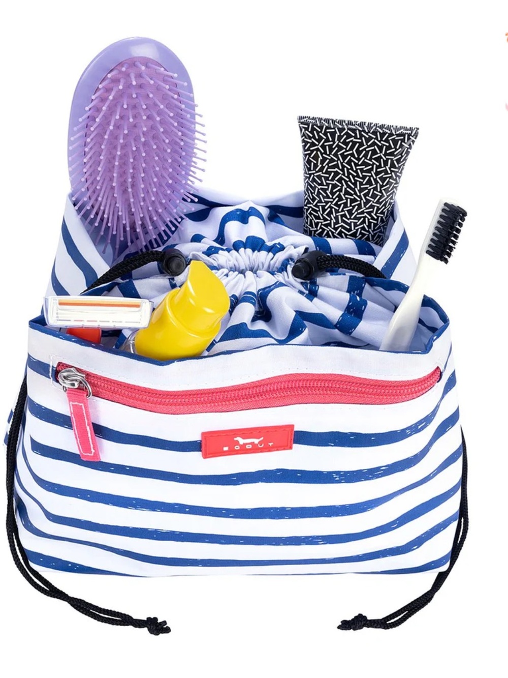 LIKE NEW. SCOUT GLAM SQUAD MAKE UP BAG. Nautical White and Blue Stripe.